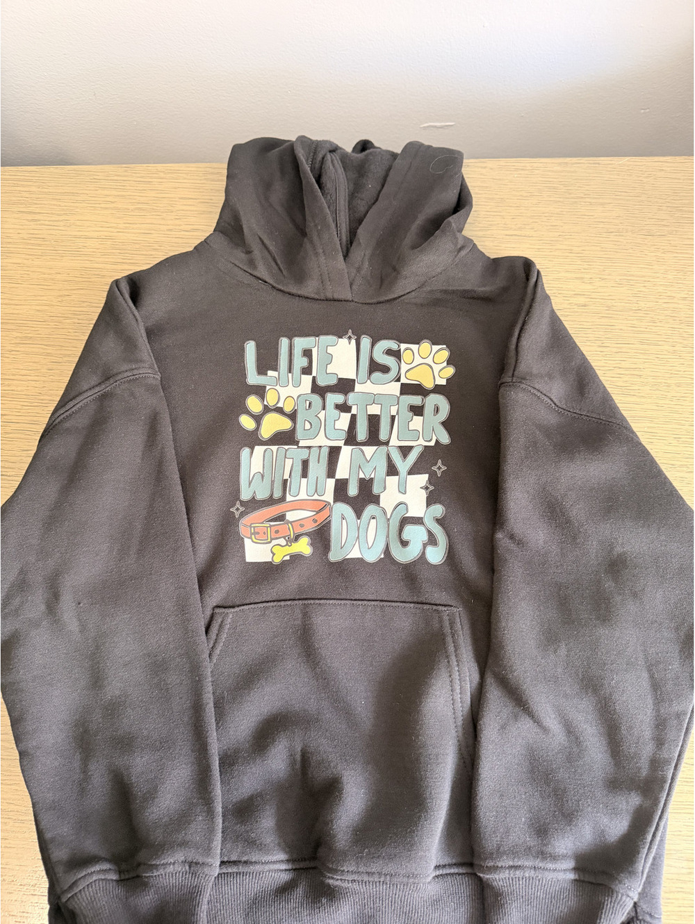 Black Hoodie with 'Life is Better with My Dogs' Graphic Print
